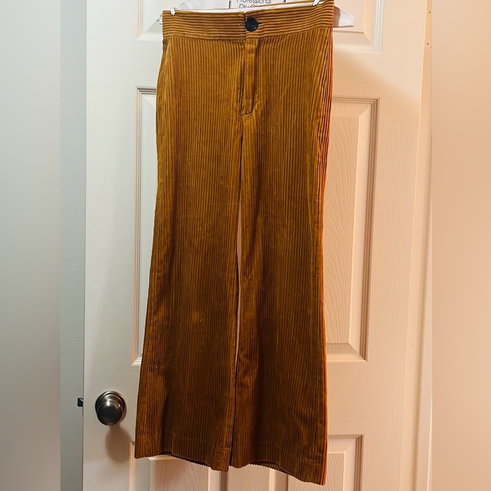 ZARA wide leg mustard corduroy pant, Size XS